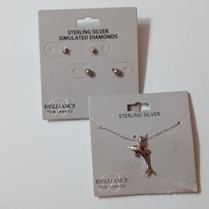 Sterling Silver Dolphin Necklace and Earrings